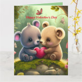 かわいい動物たちラブ♥ カード (黄色い花)