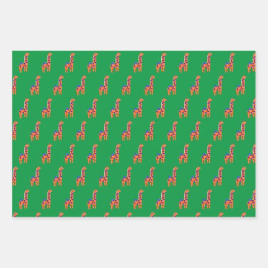 かわいい動物たち三デザイン子 ラッピングペーパーシート (正面3)