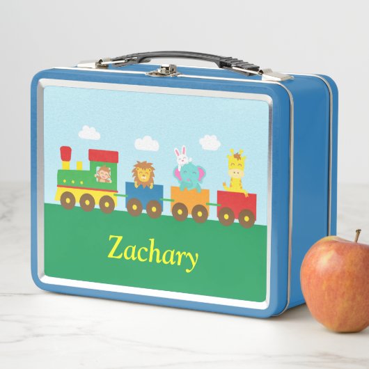 かわいい動物たち電車の子供用ランチボックス メタルランチボックス (インサイチュ)