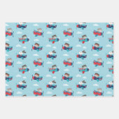 かわいい動物たち飛行機ラッピング紙 ラッピングペーパーシート (正面)