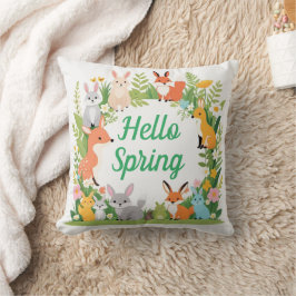 かわいい動物たち、こんにちは春。 クッション