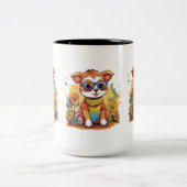 かわいい動物で愛らしい二音マグカップ ツートーンマグカップ (中央)