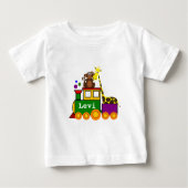 かわいい動物とおもちゃの列車 ベビーTシャツ (正面)