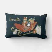 かわいい動物とそりの名モダン前クリスマス ランバークッション (裏面)