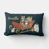 かわいい動物とそりの名モダン前クリスマス ランバークッション (正面)