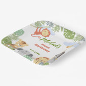 かわいい動物との最初の誕生日紙プレート。 ペーパープレート (傾斜あり)