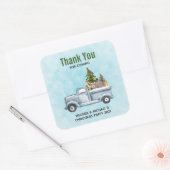 かわいい動物とクリスマストラックありがとうパーティー スクエアシール (封筒)