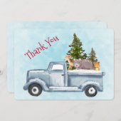 かわいい動物とクリスマストラックありがとう サンキューカード (正面/裏面)