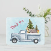 かわいい動物とクリスマストラックありがとう サンキューカード (スタンド正面)