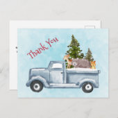 かわいい動物とクリスマストラックありがとう ポストカード (正面/裏面)