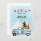 かわいい動物とクリスマストラックがデートを救う インビテーションポストカード (正面/裏面)