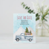 かわいい動物とクリスマストラックがデートを救う インビテーションポストカード (スタンド正面)