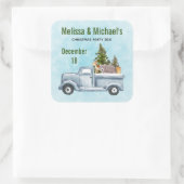 かわいい動物とクリスマストラックがデートを救う スクエアシール (バッグ)