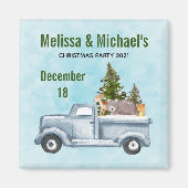 かわいい動物とクリスマストラックがデートを救う マグネット (正面)