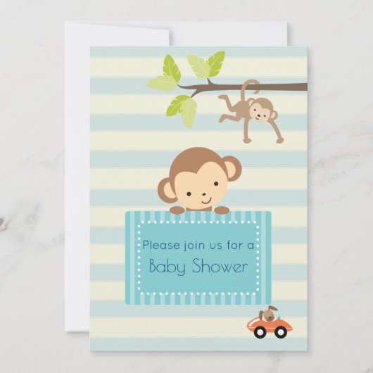 かわいい動物とトイトレイン赤ちゃんシャワー招待状 招待状 (正面)