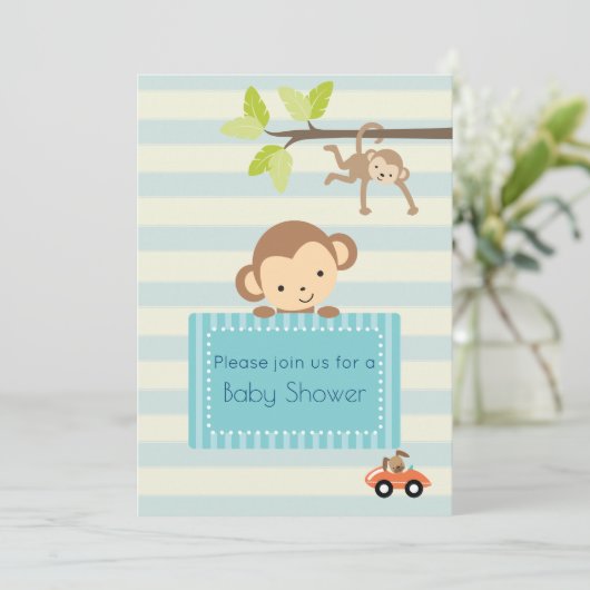 かわいい動物とトイトレイン赤ちゃんシャワー招待状 招待状 (スタンド正面)