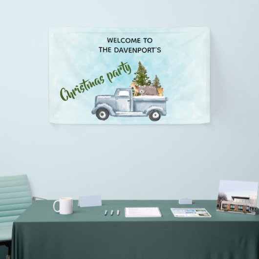 かわいい動物とトラックのクリスマスパーティー 横断幕 (トレードショー)