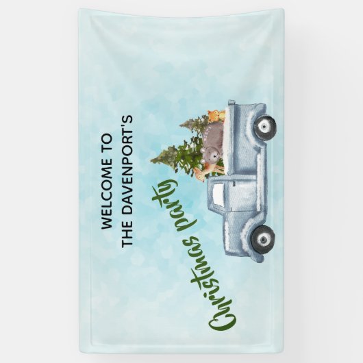 かわいい動物とトラックのクリスマスパーティー 横断幕 (縦)