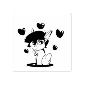 かわいい動物とハート ラバースタンプ (インプリント)