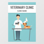 かわいい動物と文字の獣医 ウィンドウサイン (シート)