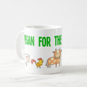 かわいい動物と無声者のためのビーガン コーヒーマグカップ (正面左)