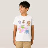 かわいい動物と蝶 Tシャツ (正面フル)