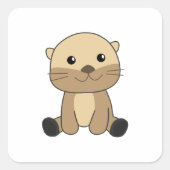 かわいい動物のおすすめ子供へ スクエアシール (正面)