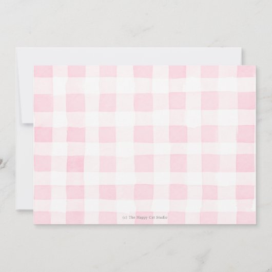 かわいい動物のおもしろいが1歳の誕生日ピンクの写真に 招待状 (裏面)