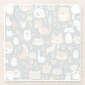 かわいい動物のおもしろいデザイン緑の装飾 ガラスコースター (裏面)