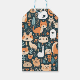 かわいい動物のおもしろいデザイン緑の装飾 ギフトタグ