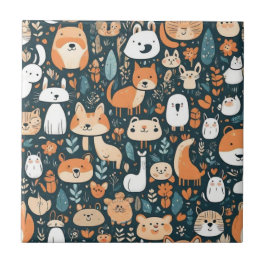 かわいい動物のおもしろいデザイン緑の装飾 タイル