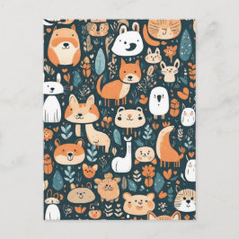 かわいい動物のおもしろいデザイン緑の装飾 ポストカード