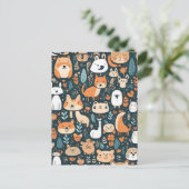 かわいい動物のおもしろいデザイン緑の装飾 ポストカード (スタンド正面)