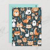 かわいい動物のおもしろいデザイン緑の装飾 ポストカード (正面/裏面)