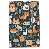 かわいい動物のおもしろいデザイン緑の装飾 ミディアムペーパーバッグ (正面)