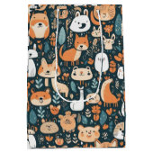 かわいい動物のおもしろいデザイン緑の装飾 ミディアムペーパーバッグ (裏面)