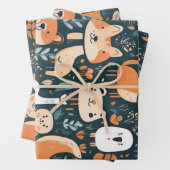 かわいい動物のおもしろいデザイン緑の装飾 ラッピングペーパーシート (インサイチュ)