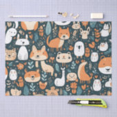 かわいい動物のおもしろいデザイン緑の装飾 薄葉紙 (クラフト)