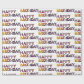 かわいい動物のおもしろいハッピーバースデー数々のスクリプトカラー ラッピングペーパー (フラット)