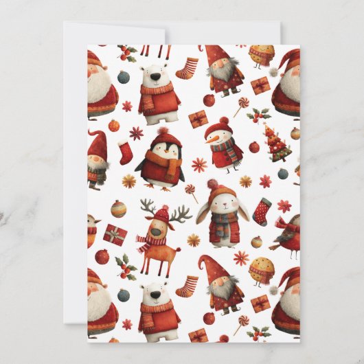 かわいい動物のおもしろいフェスティバルクリスマス子供の誕生日パーティー 招待状 (裏面)