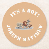 かわいい動物のぬいぐるみをテーマ ラウンドペーパーコースター (正面)