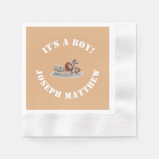 かわいい動物のぬいぐるみをテーマ 縁ありカクテルナプキン (正面)