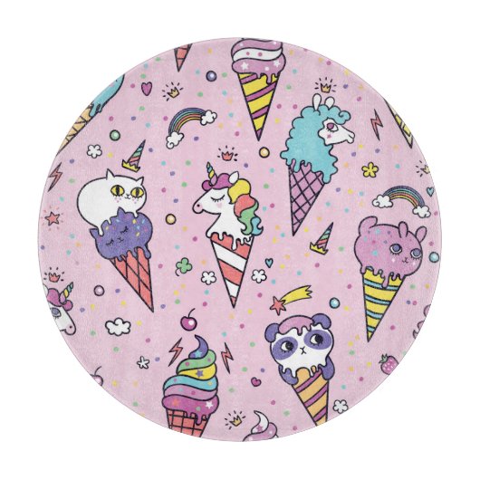 かわいい動物のアイスクリーム・コーン カッティングボード (正面)