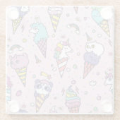 かわいい動物のアイスクリーム・コーン ガラスコースター (裏面)