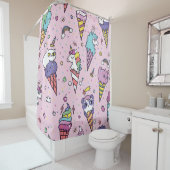 かわいい動物のアイスクリーム・コーン シャワーカーテン (インサイチュ)