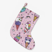 かわいい動物のアイスクリーム・コーン スモールクリスマスストッキング (正面 (吊り時))