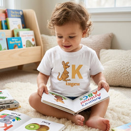 かわいい動物のアルファベット学習：かわいいカンガルーのアルファベットK トドラーTシャツ