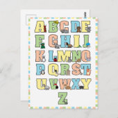 かわいい動物のアルファベット文字教育 ポストカード (正面/裏面)