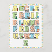 かわいい動物のアルファベット文字教育 ポストカード (正面)