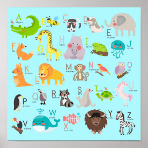 かわいい動物のアルファベット ポスター